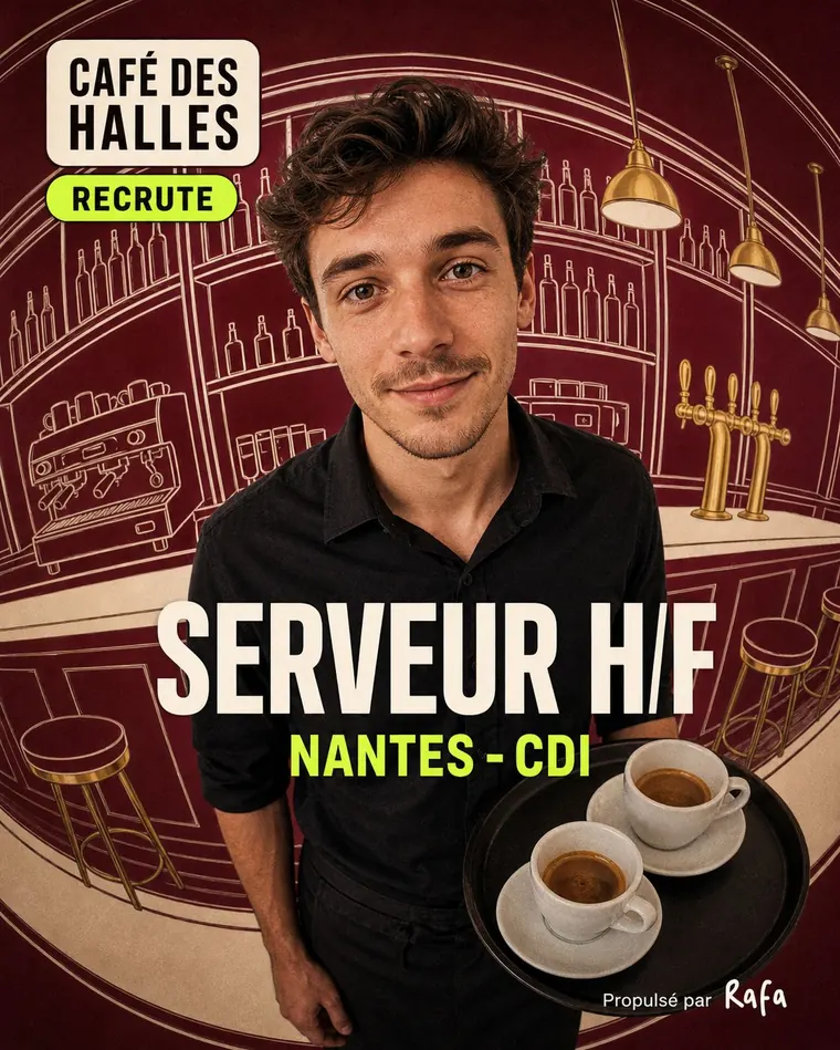 Annonce Caf&eacute; des Halles : Serveur H/F, Nantes, CDI